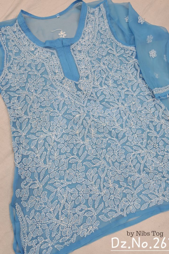 Fiza Georgette Chikankari Short Kurta