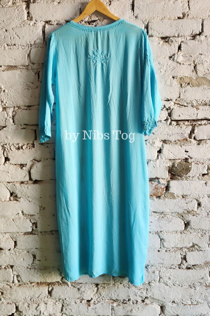 Sky Blue Modal Cotton Chikankari Kurta Palazzo Set