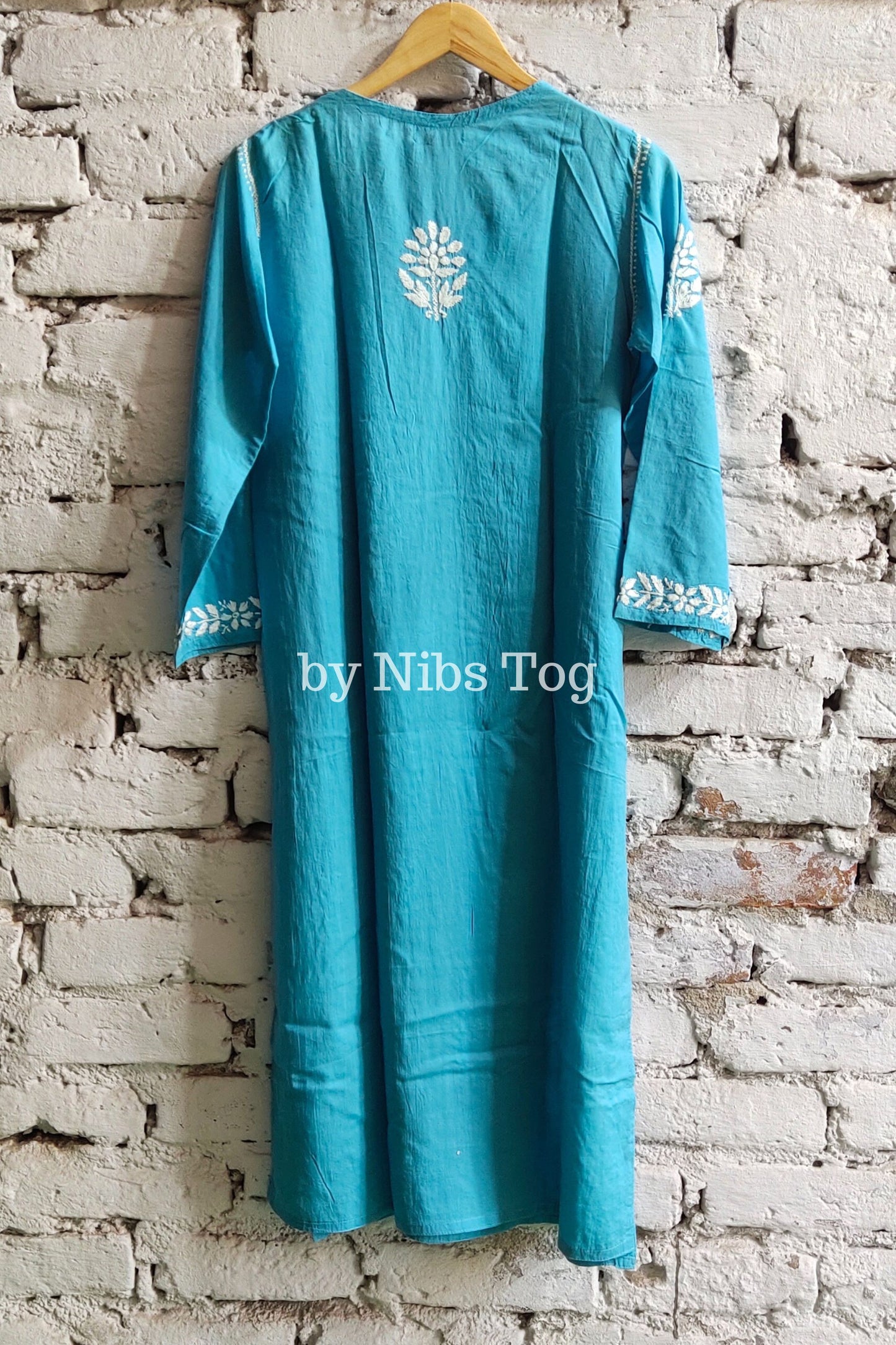 Modal Cotton Chikankari Kurta Light Blue