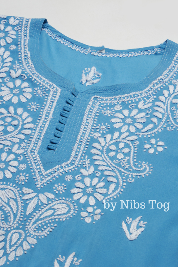 Afsa Modal Short Kurta Sky Blue