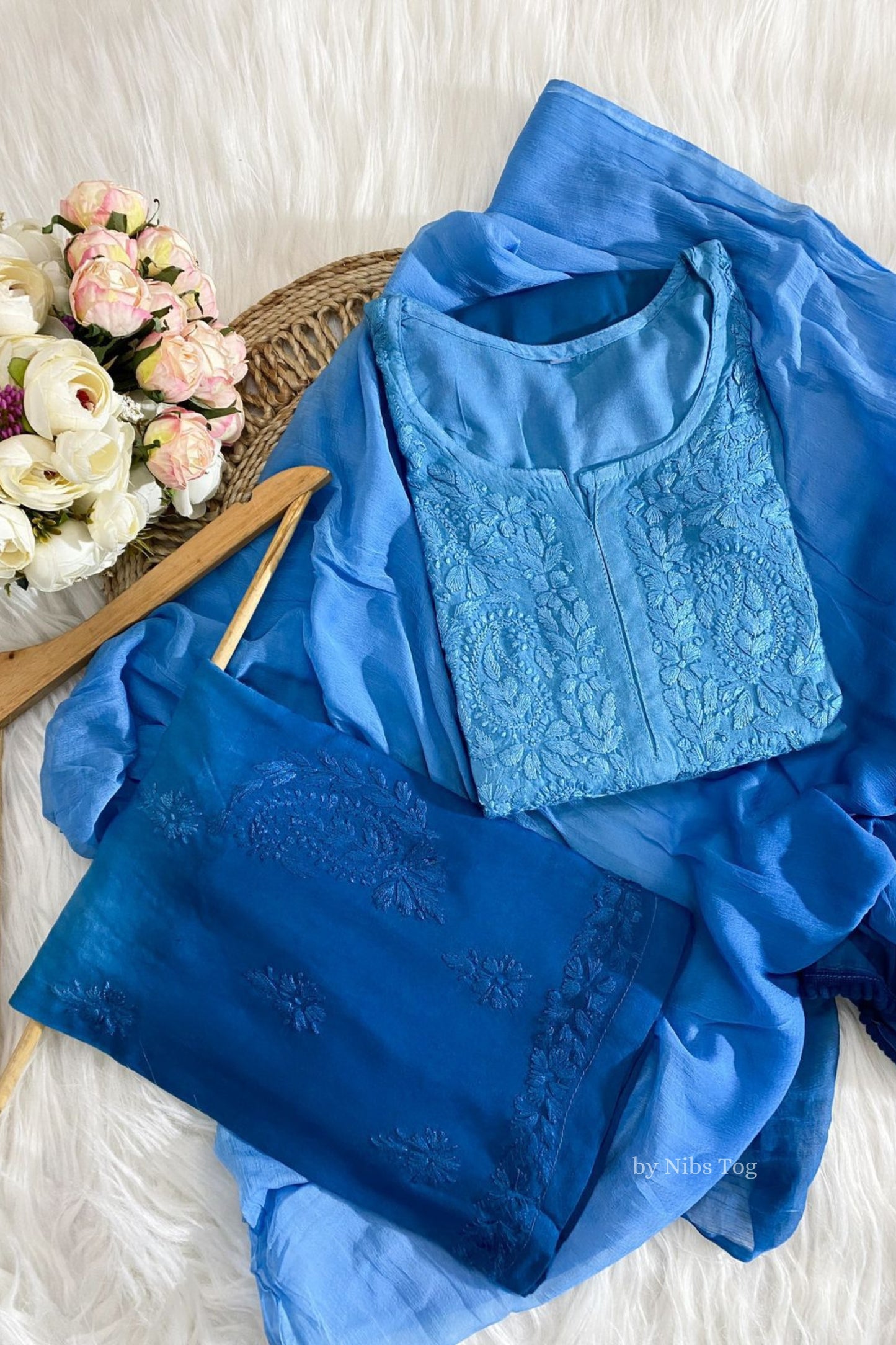 Ombre Kurta Palazzo Set with Dupatta