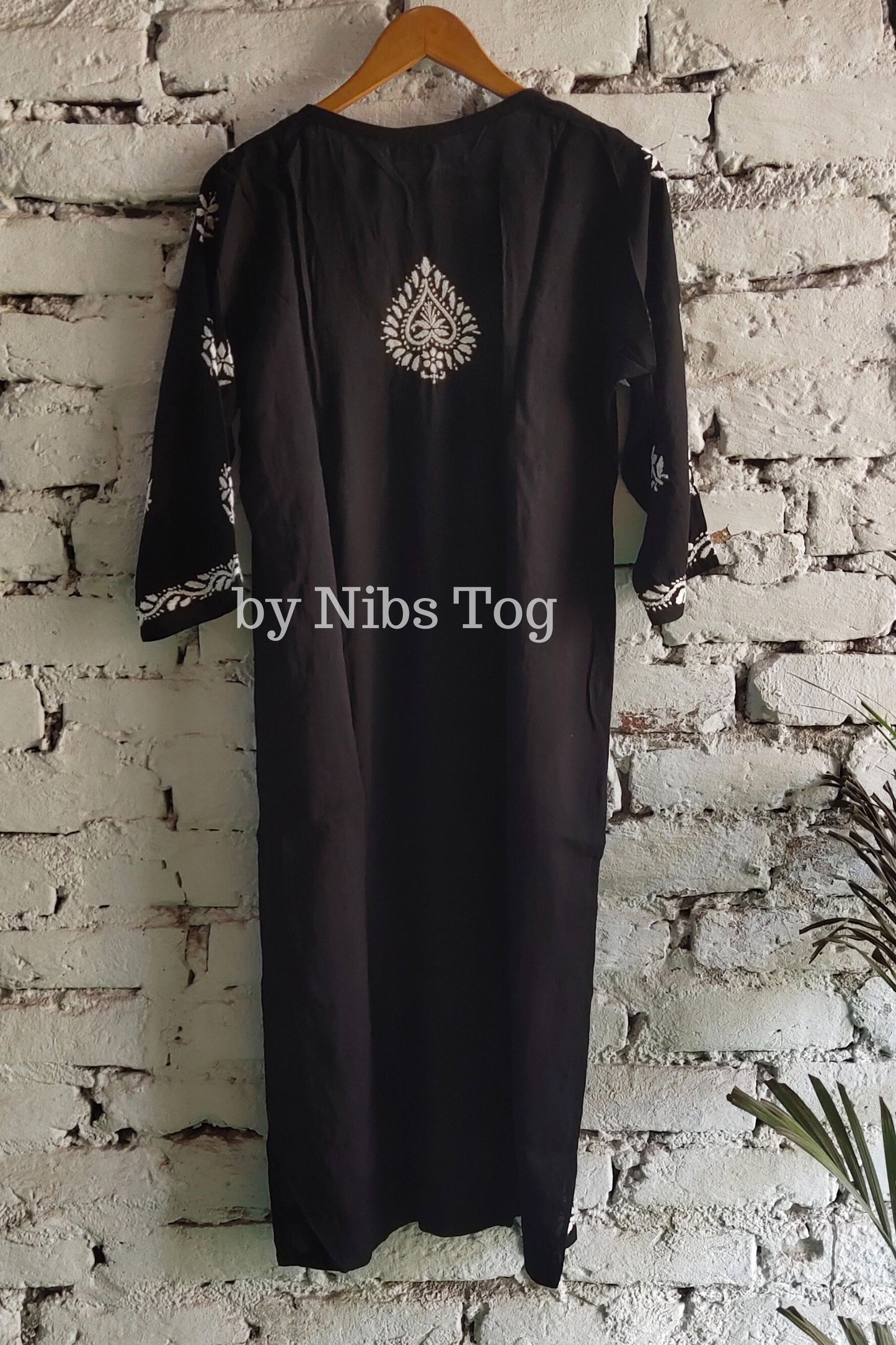 Black Modal Cotton Chikankari Kurta Palazzo Set for Women