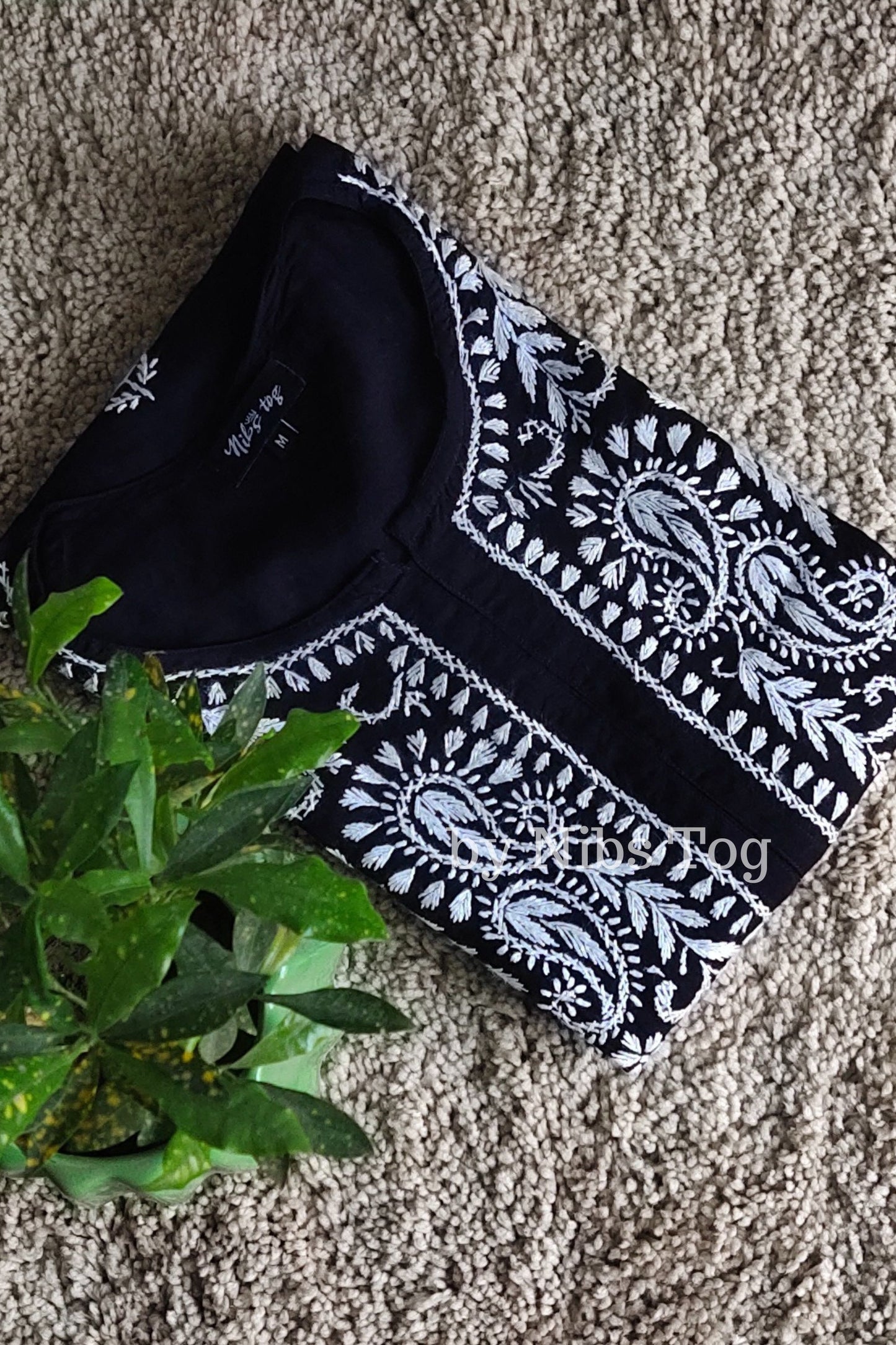 Blue Modal Cotton Straight Chikankari Kurta for Women