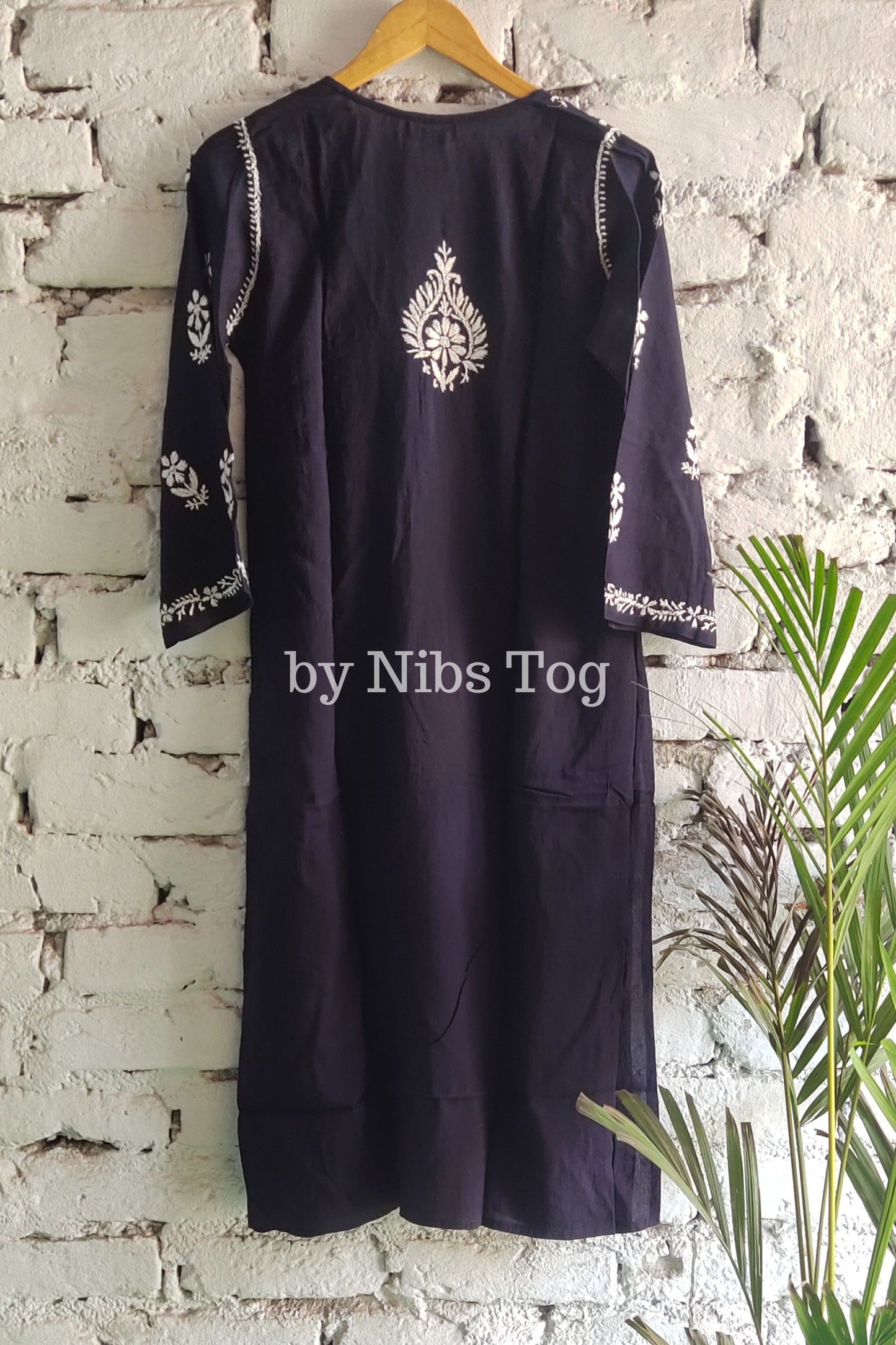 Blue Modal Cotton Straight Chikankari Kurta for Women