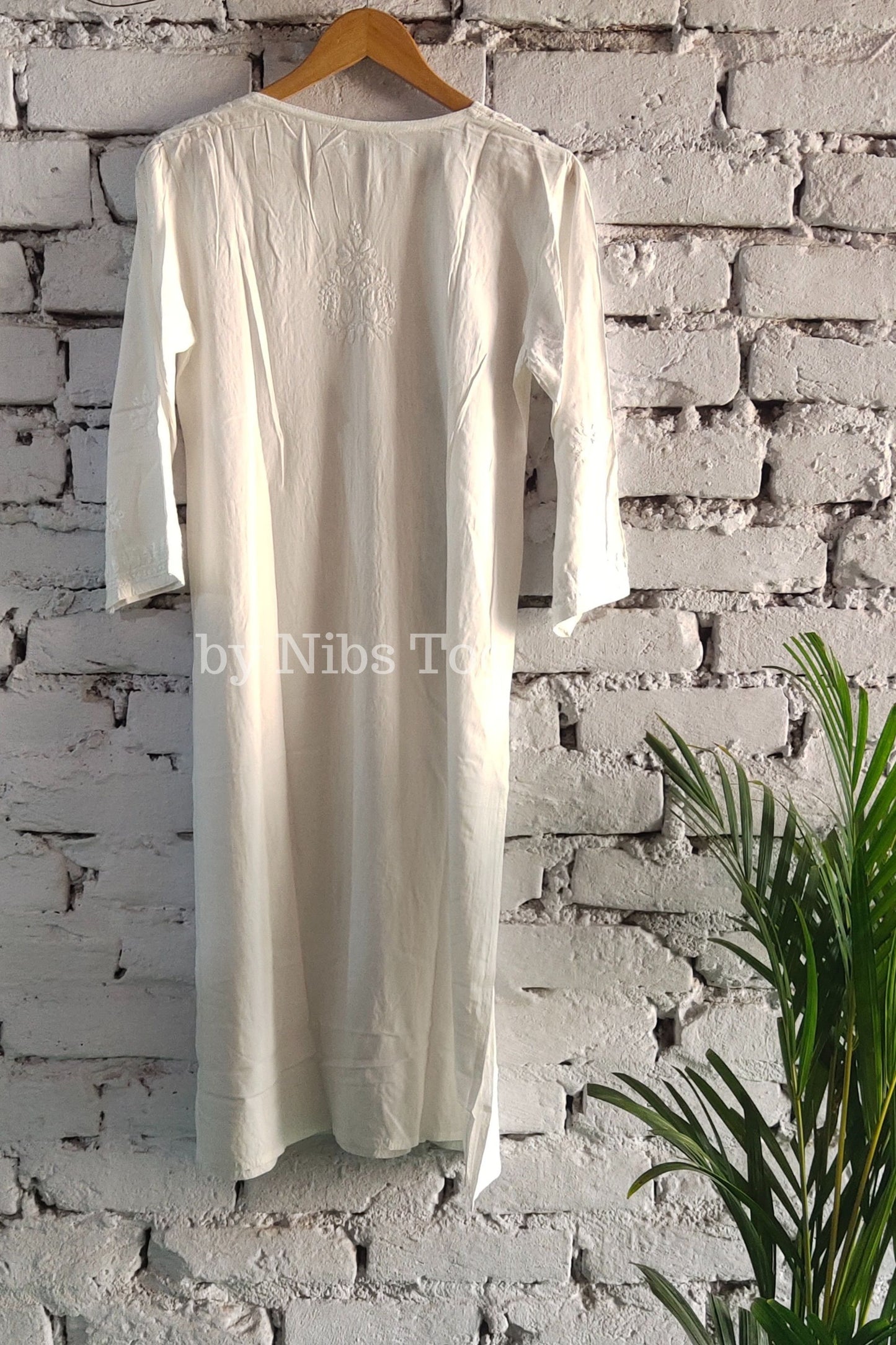 White Modal Cotton Chikankari Kurta for Women