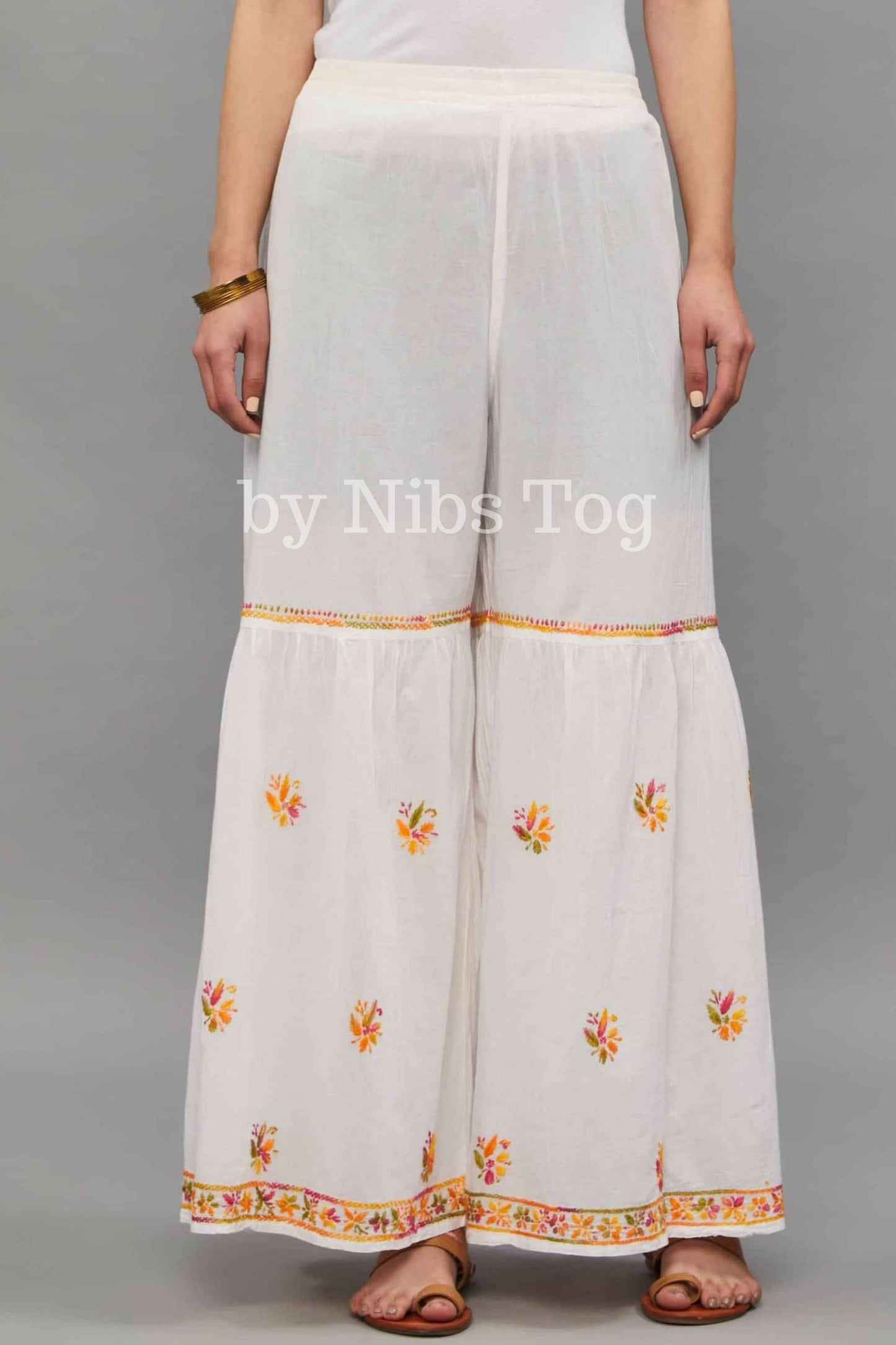 White Cotton Chikankari Kurta Garara Set for Women