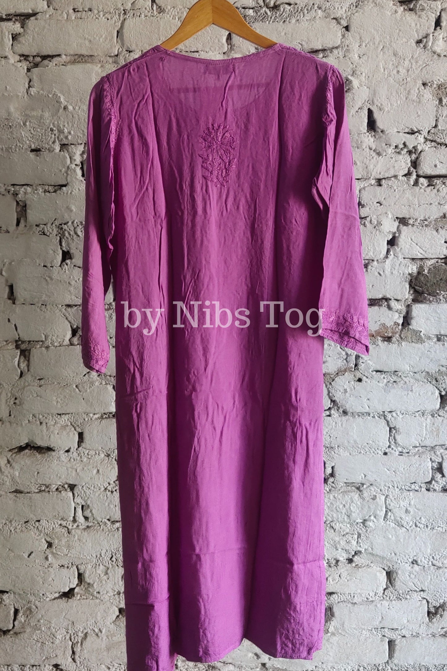 Rayon Cotton Chikankari Kurta Purple X-Large