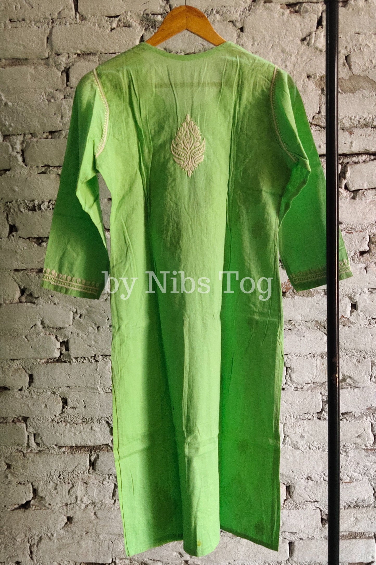 Pure Cotton Chikankari Kurta for Women Green Medium