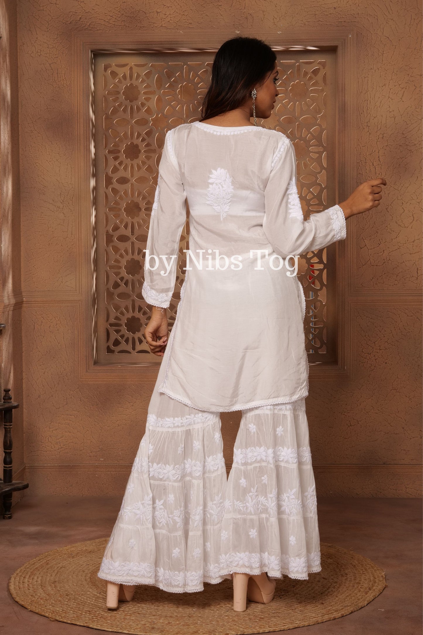 Muslin Cotton White Chikankari Kurta Garara Set