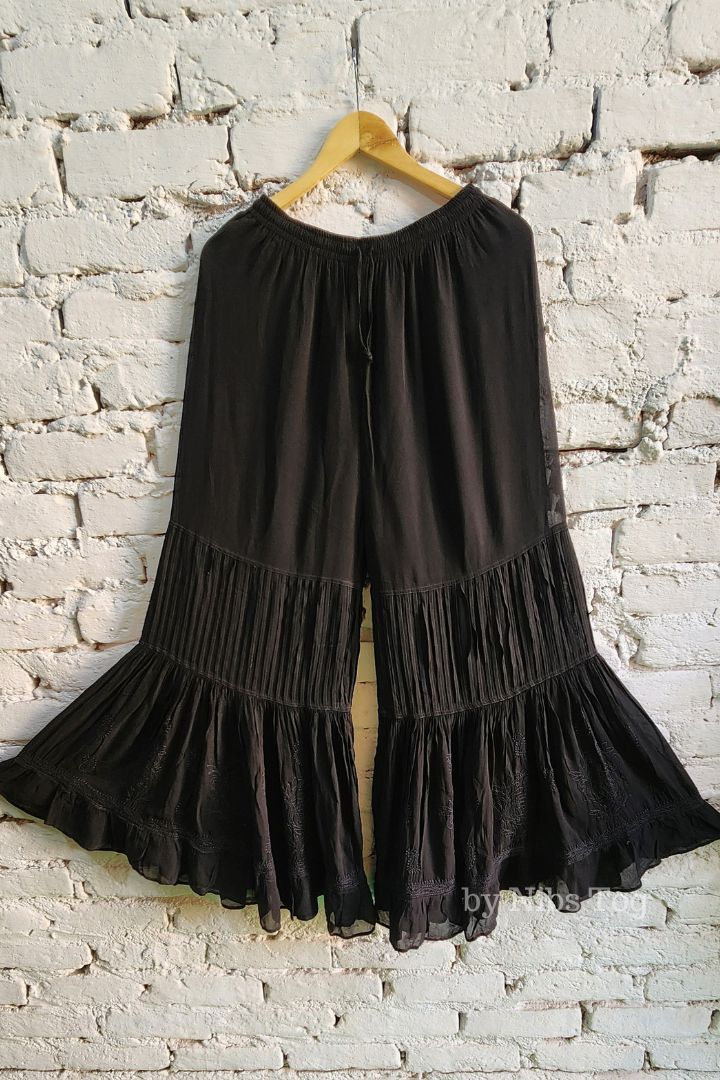 Black Hoor Strappy Chikankari Kurta Garara Set with Dupatta