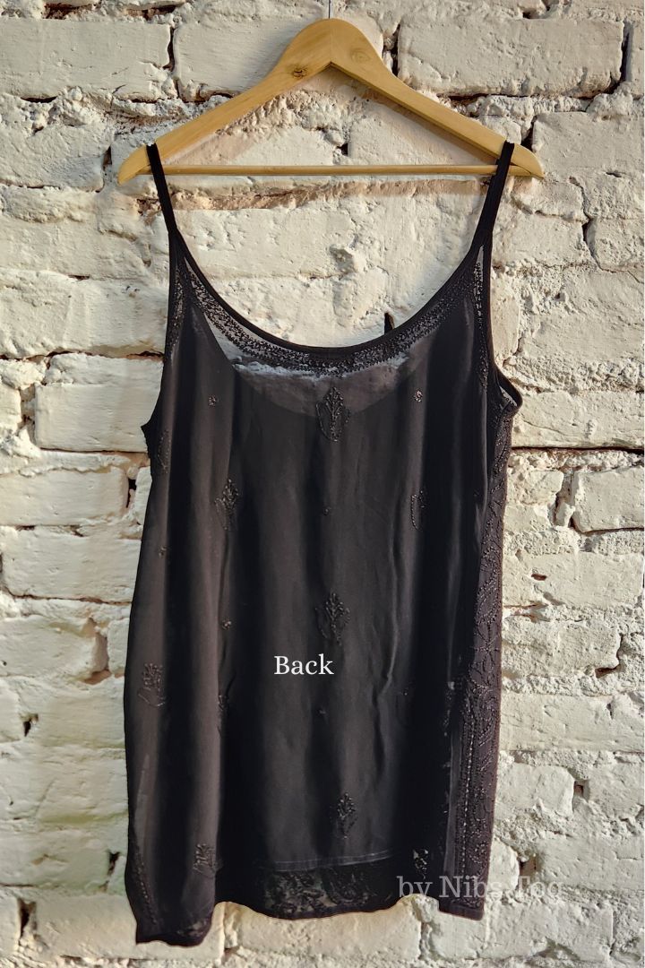 Black Hoor Strappy Chikankari Kurta Garara Set with Dupatta