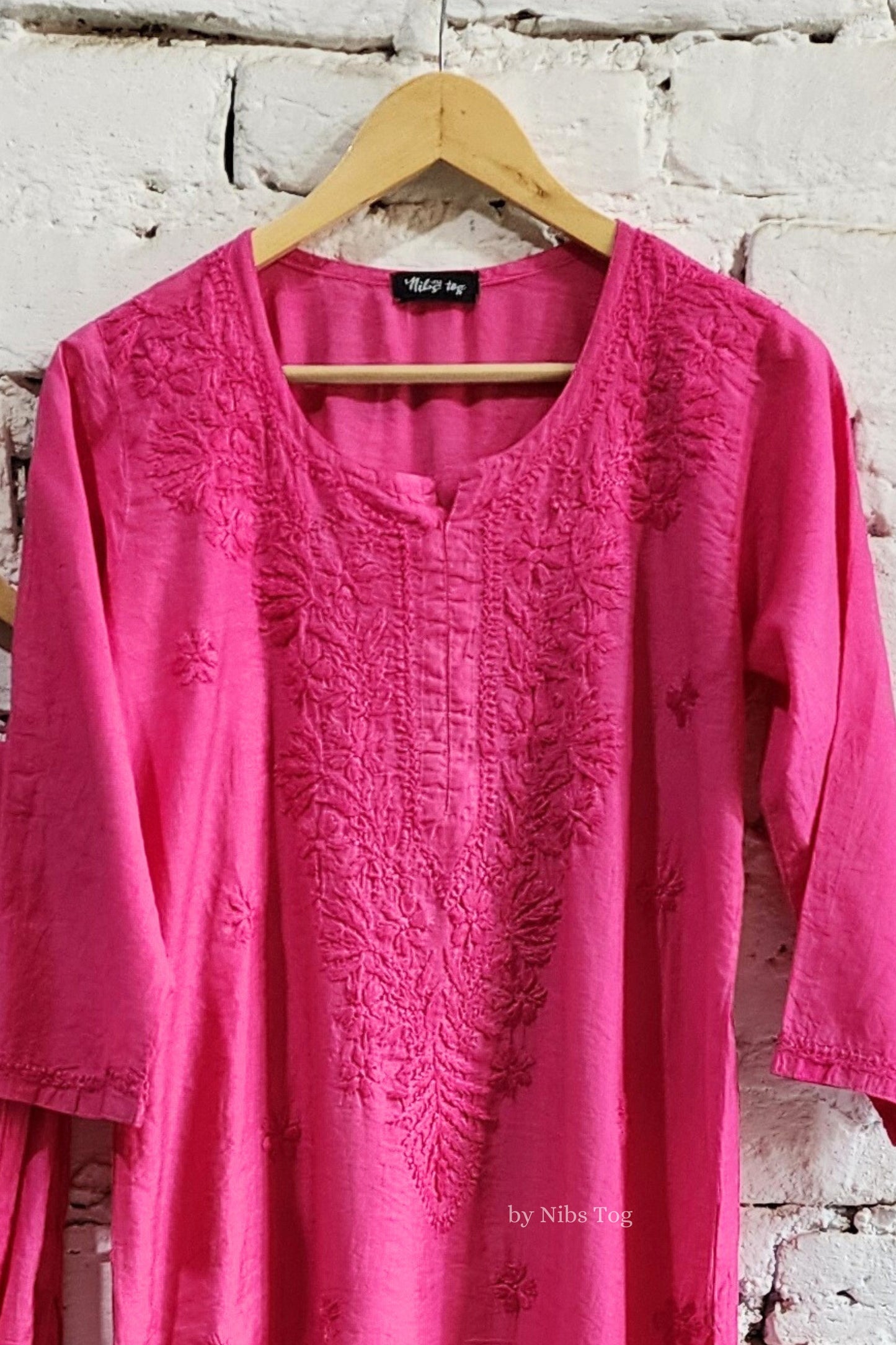 Pink Silk Chikankari Kurta Palazzo Set