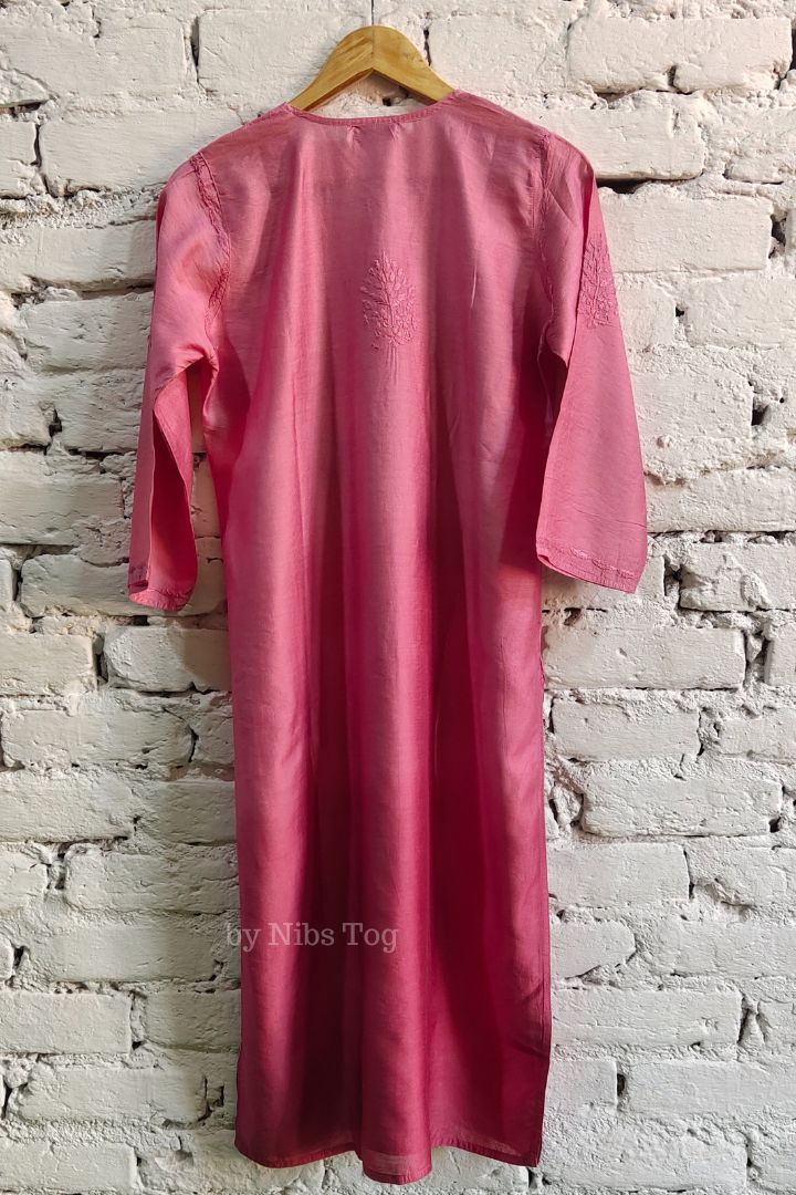 Ombre Chanderi Silk Chikankari Kurta