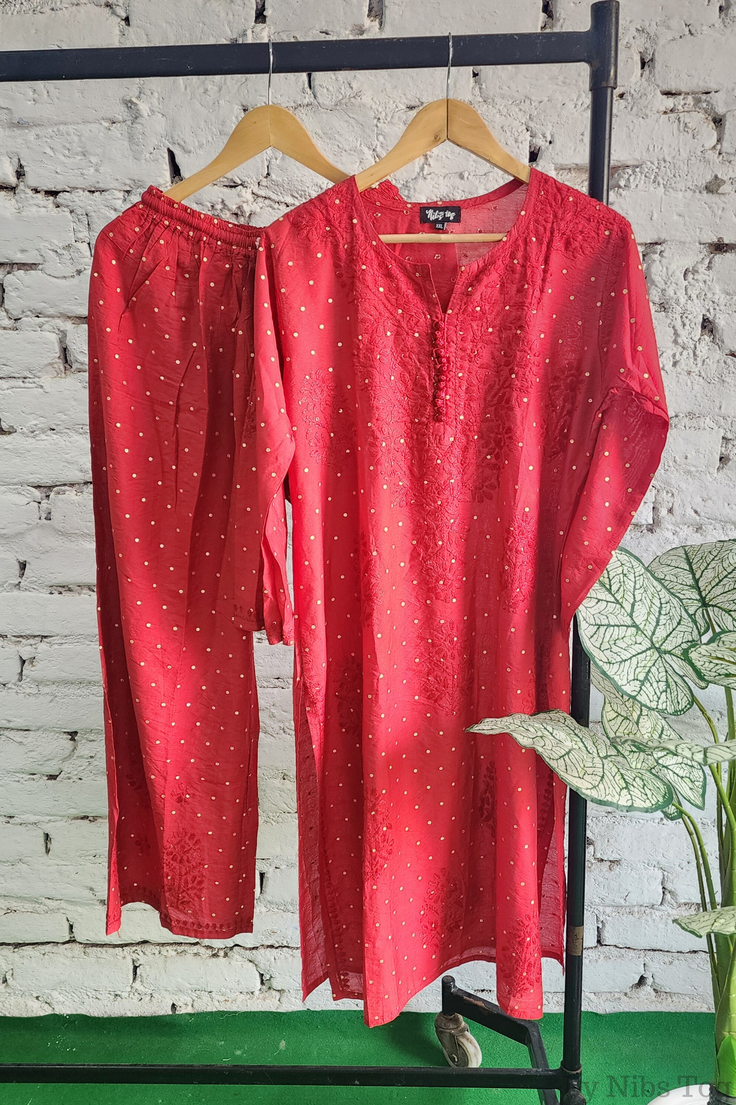 Silk Chikankari Kurta Palazzo Set