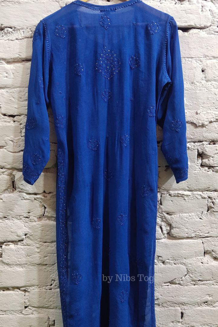Blue Shaista Chikankari Kurta Palazzo Set with Dupatta