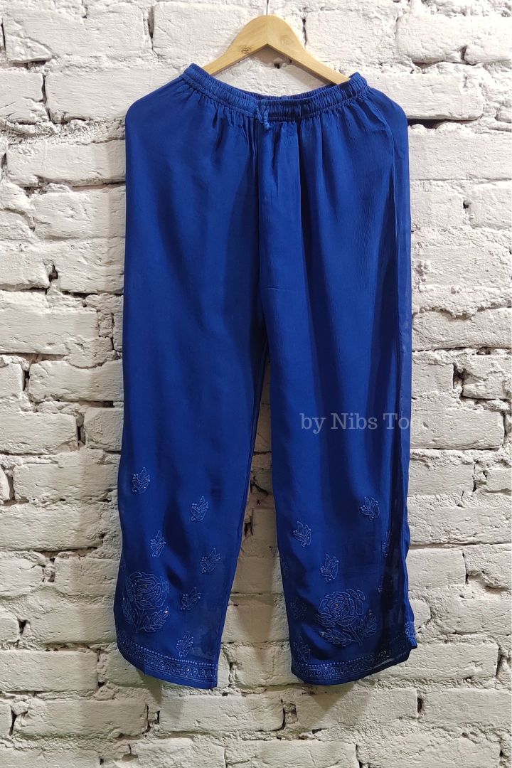 Blue Shaista Chikankari Kurta Palazzo Set with Dupatta