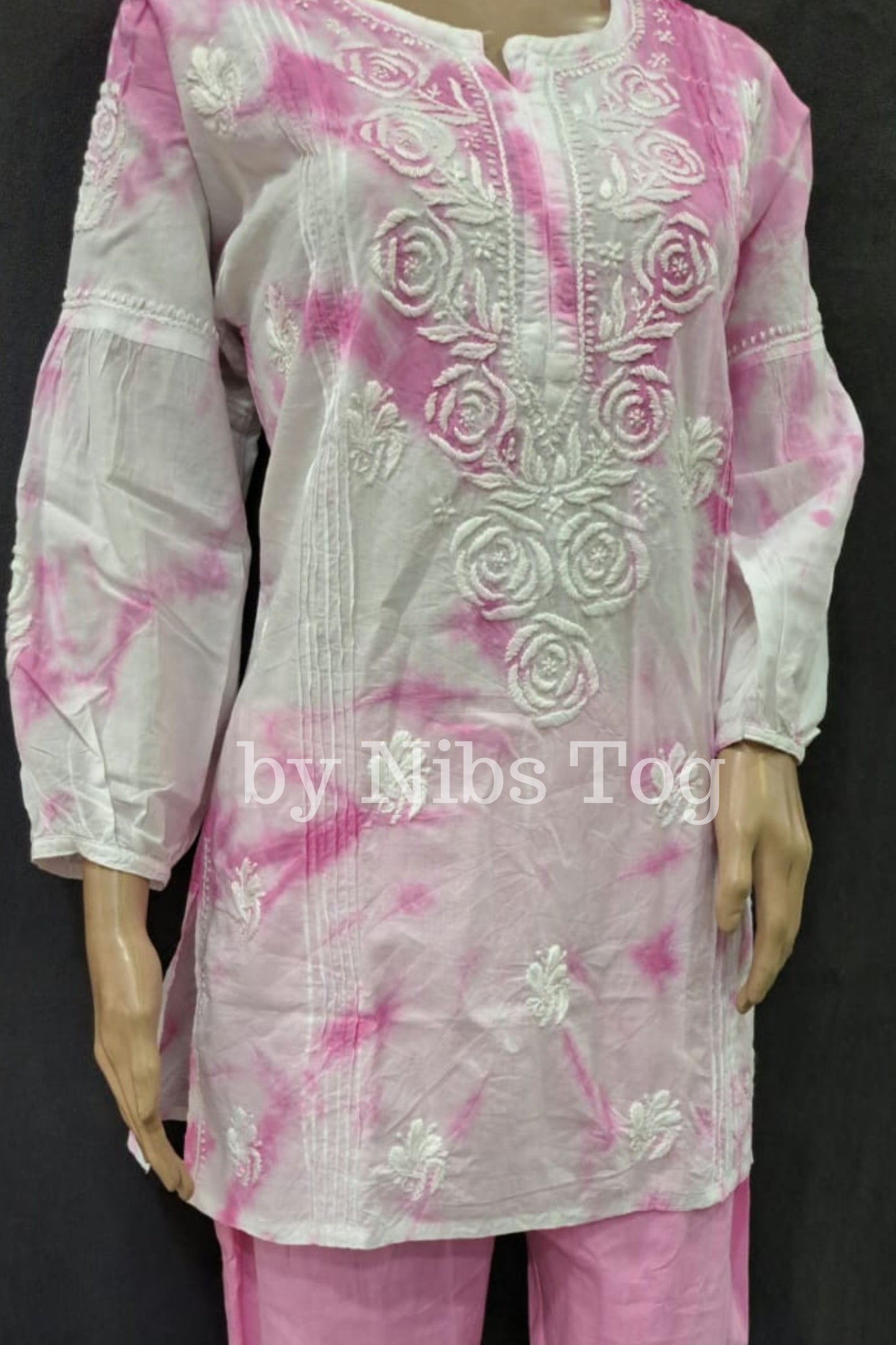 Pink Tie & Dye Chikankari Co-ord Set
