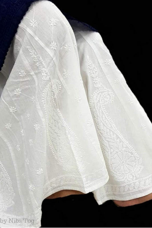 Chikankari White Cotton Palazzo