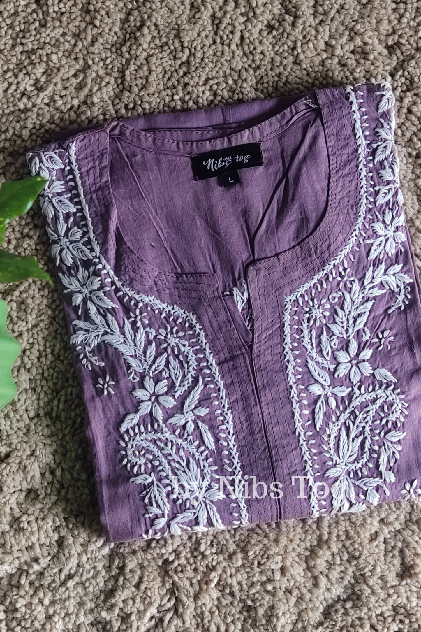 Mauve Pure Cotton Chikankari Kurta Pant Set