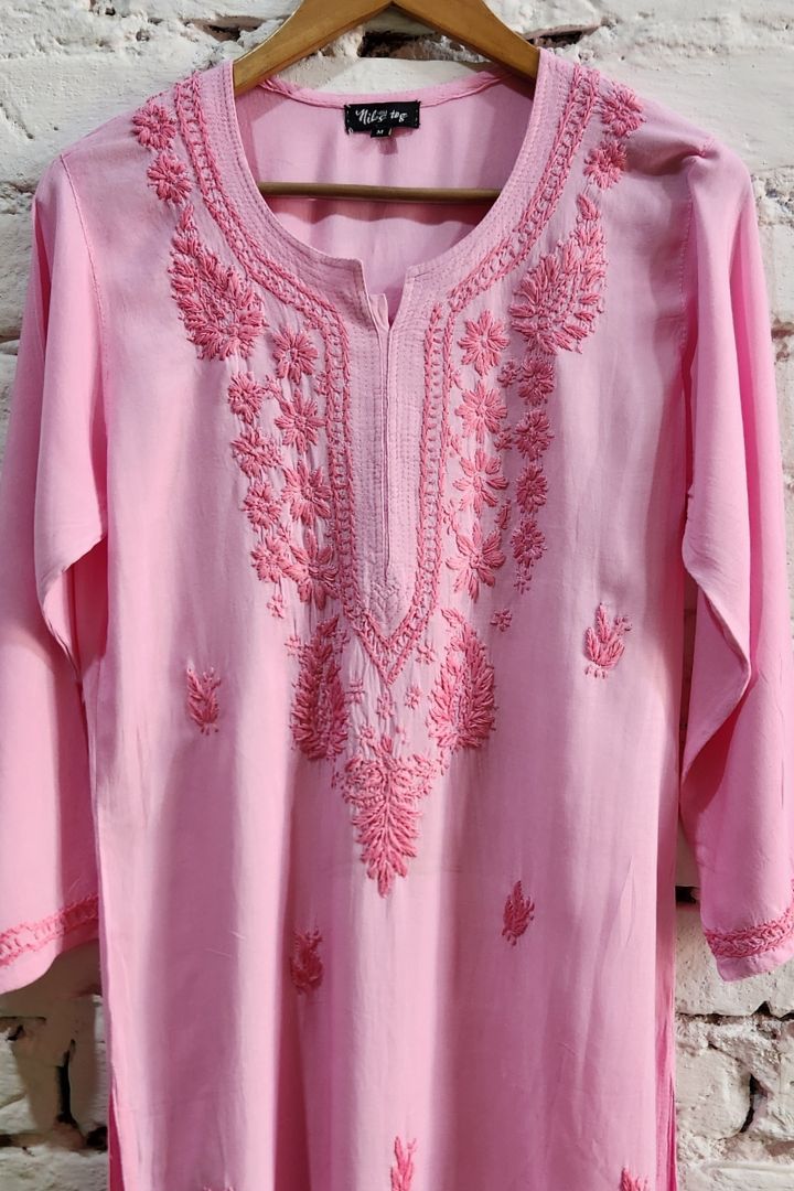 Minimalist Cotton Chikankari Kurta Straight Style