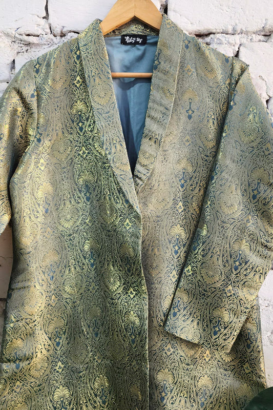 Grey Silk Blazer Jacket