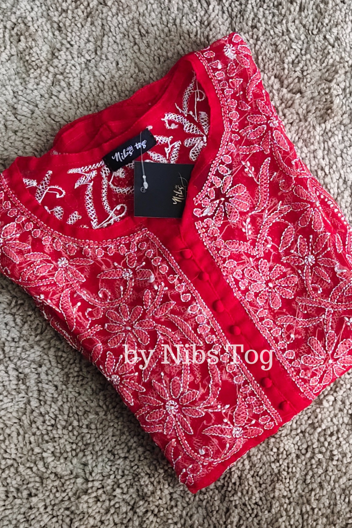 Resham Chikankari Anarkali Kurta