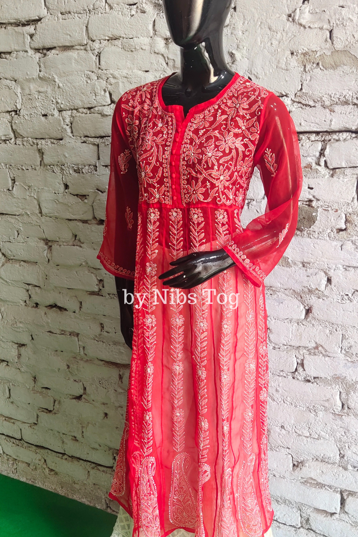 Resham Chikankari Anarkali Kurta