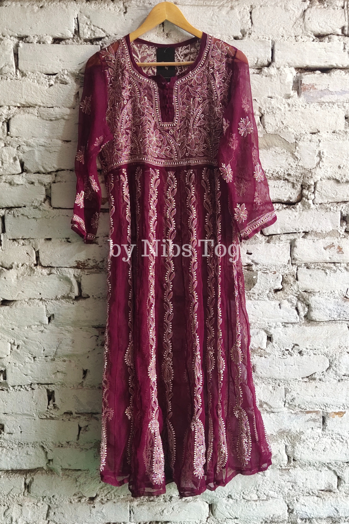 Resham Chikankari Anarkali Kurta