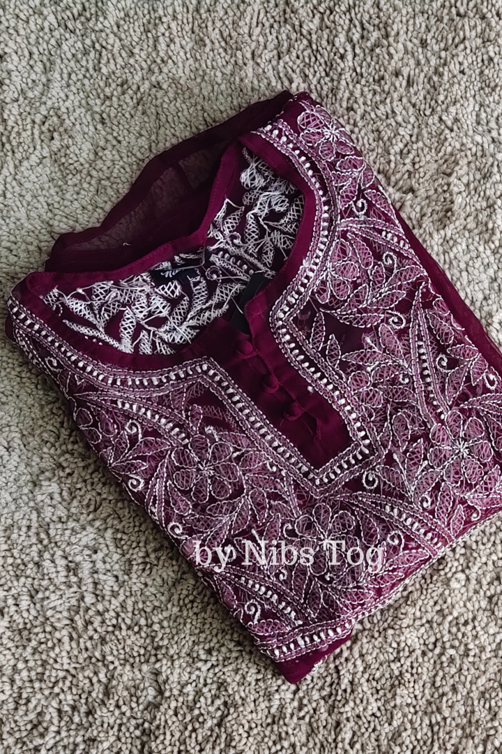Resham Chikankari Anarkali Kurta