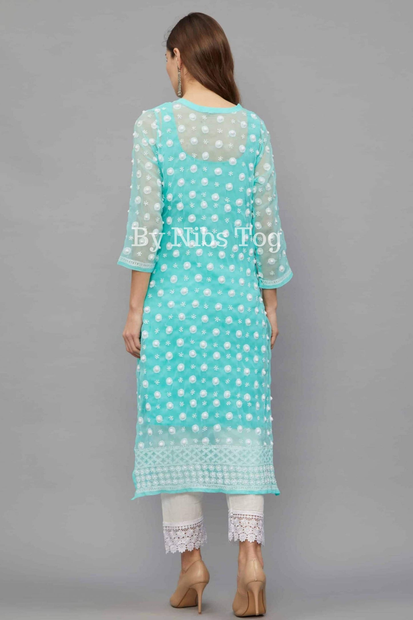 Sea Green Chikankari Kurta Georgette with Inner