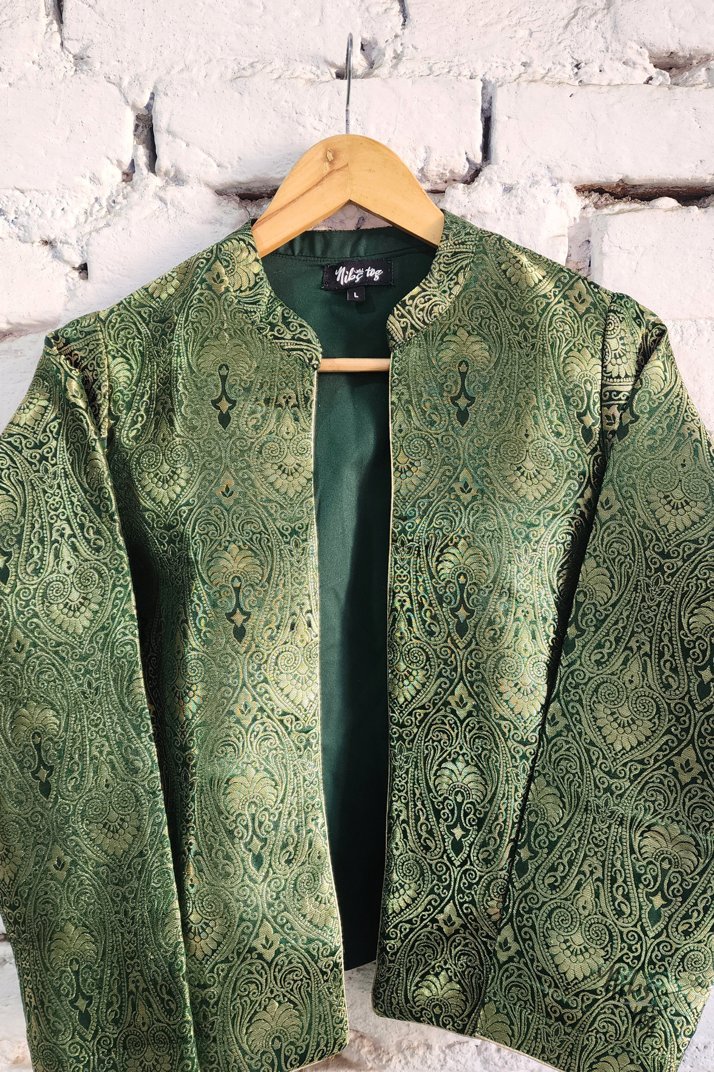 Green Banarasi Brocade Jacket Short