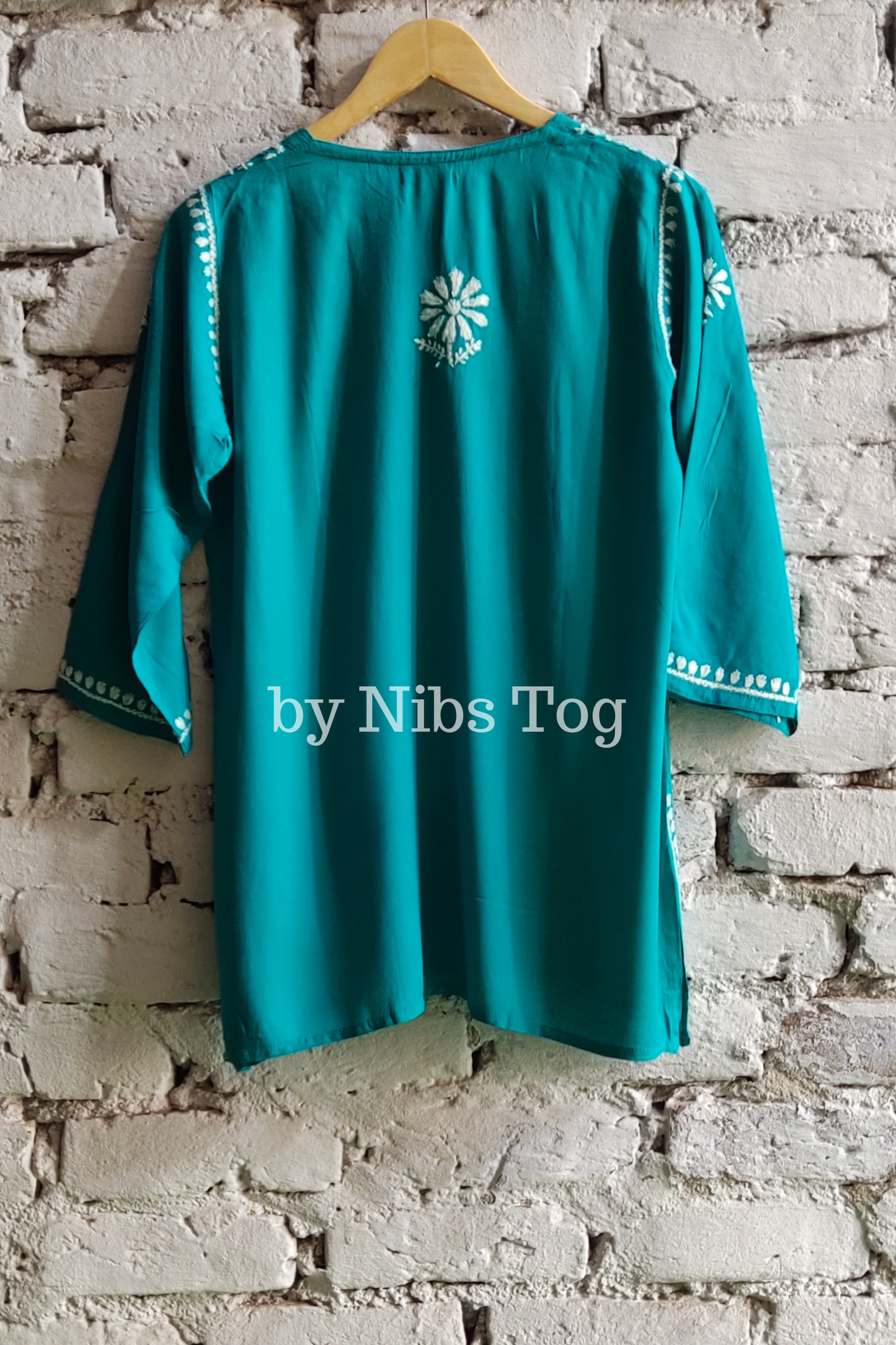 Green Rozana Chikankari Short Kurta