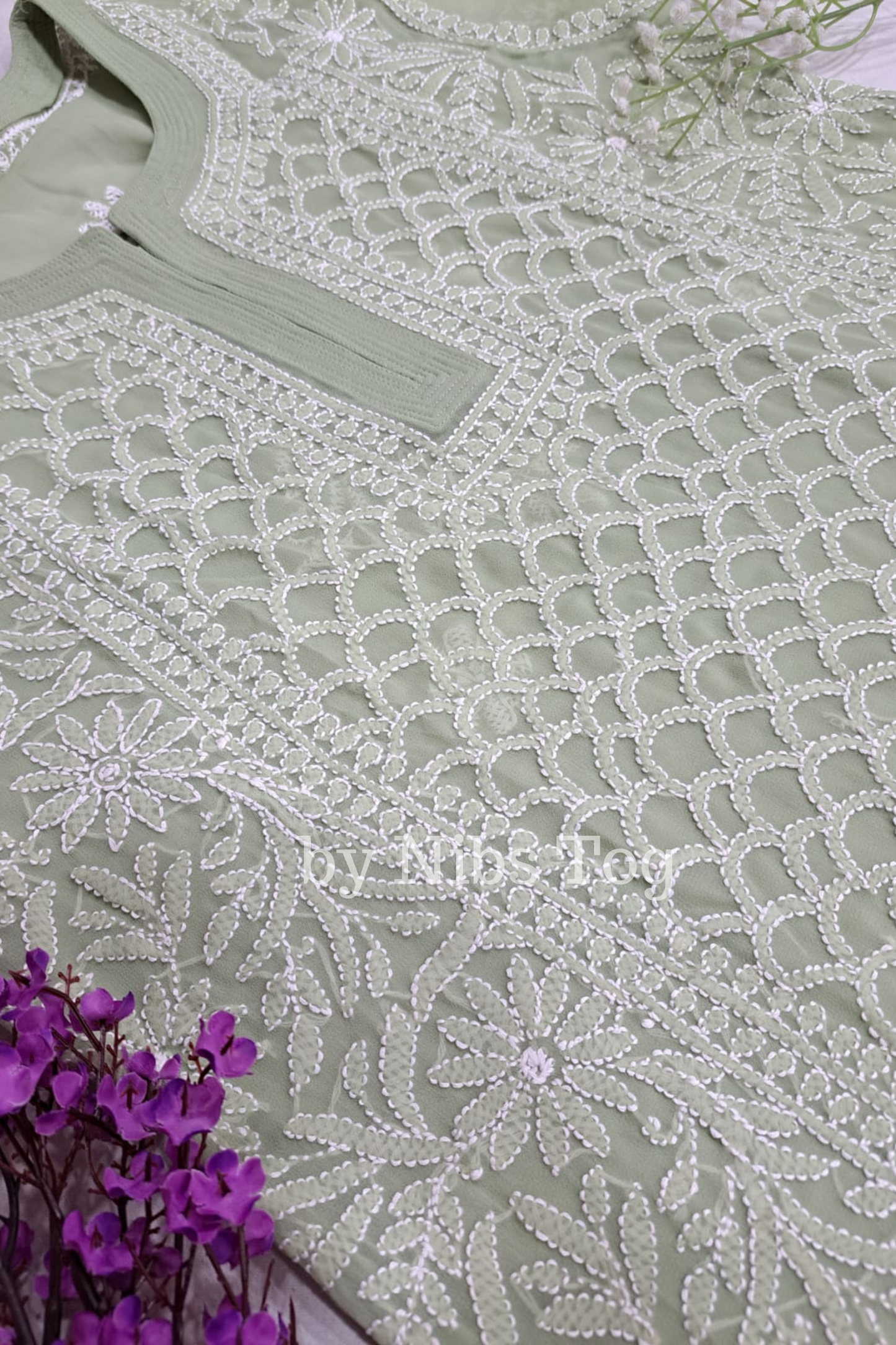 Georgette Heavy Work Straight Chikankari Kurta