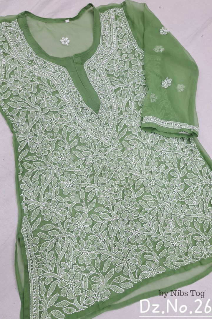 Fiza Georgette Chikankari Short Kurta