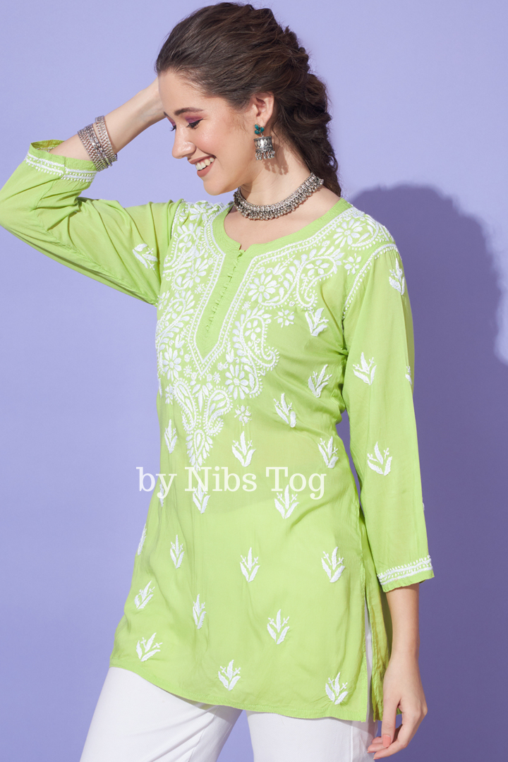 Afsa Modal Short Kurta Neon Green