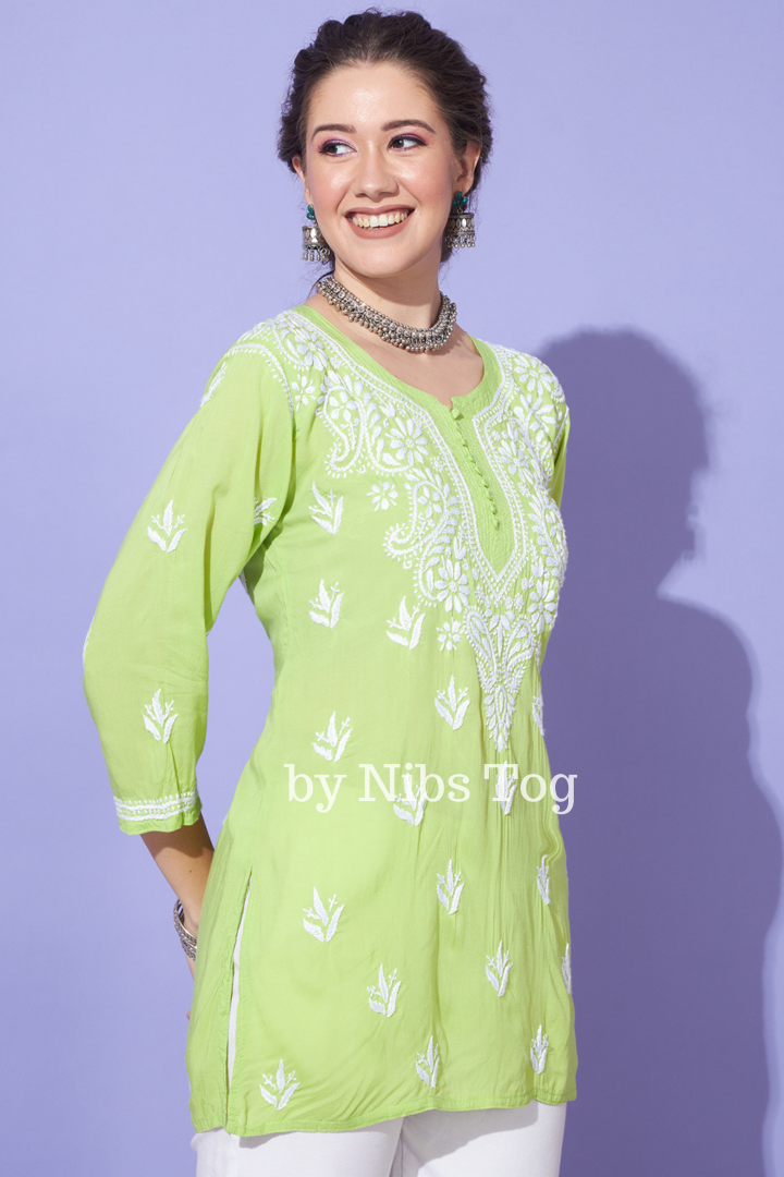 Afsa Modal Short Kurta Neon Green