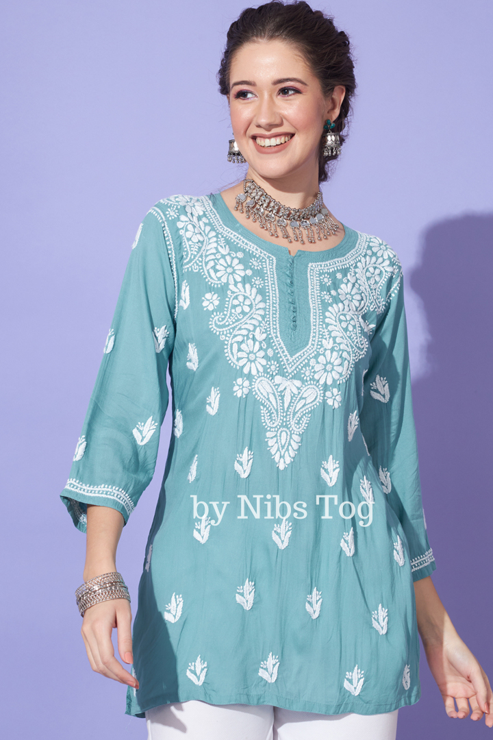 Afsa Modal Short Kurta Green