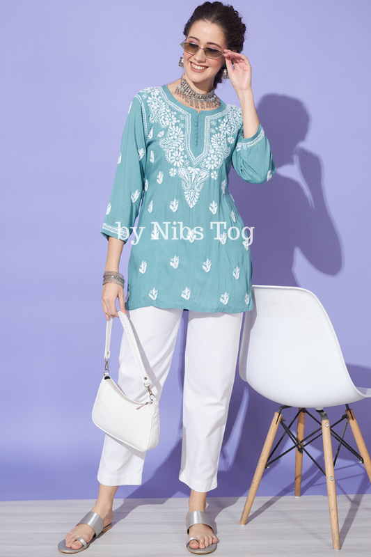 Afsa Modal Short Kurta Green
