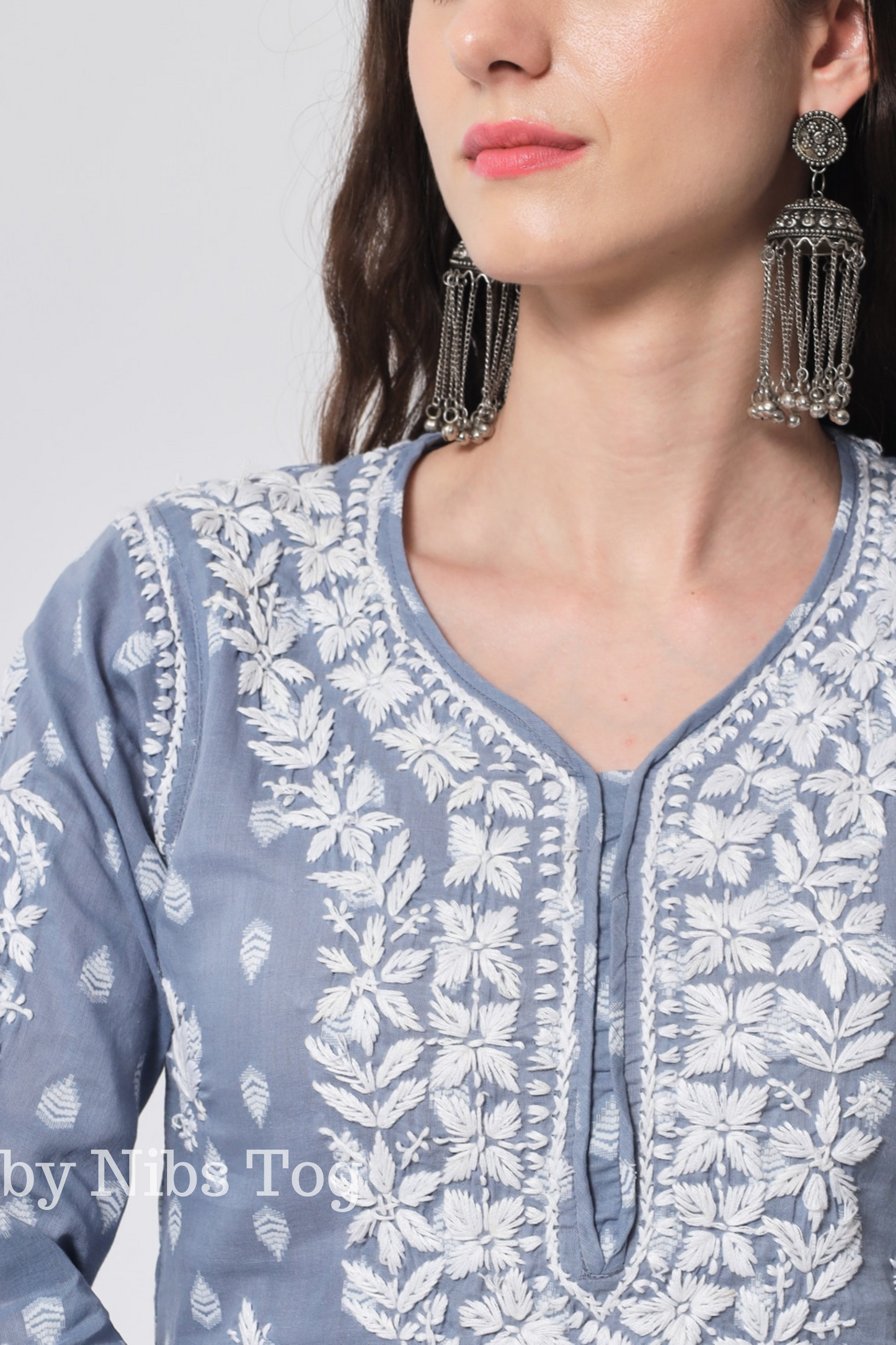 Cotton Chikankari Kurta with Designer Sleeves