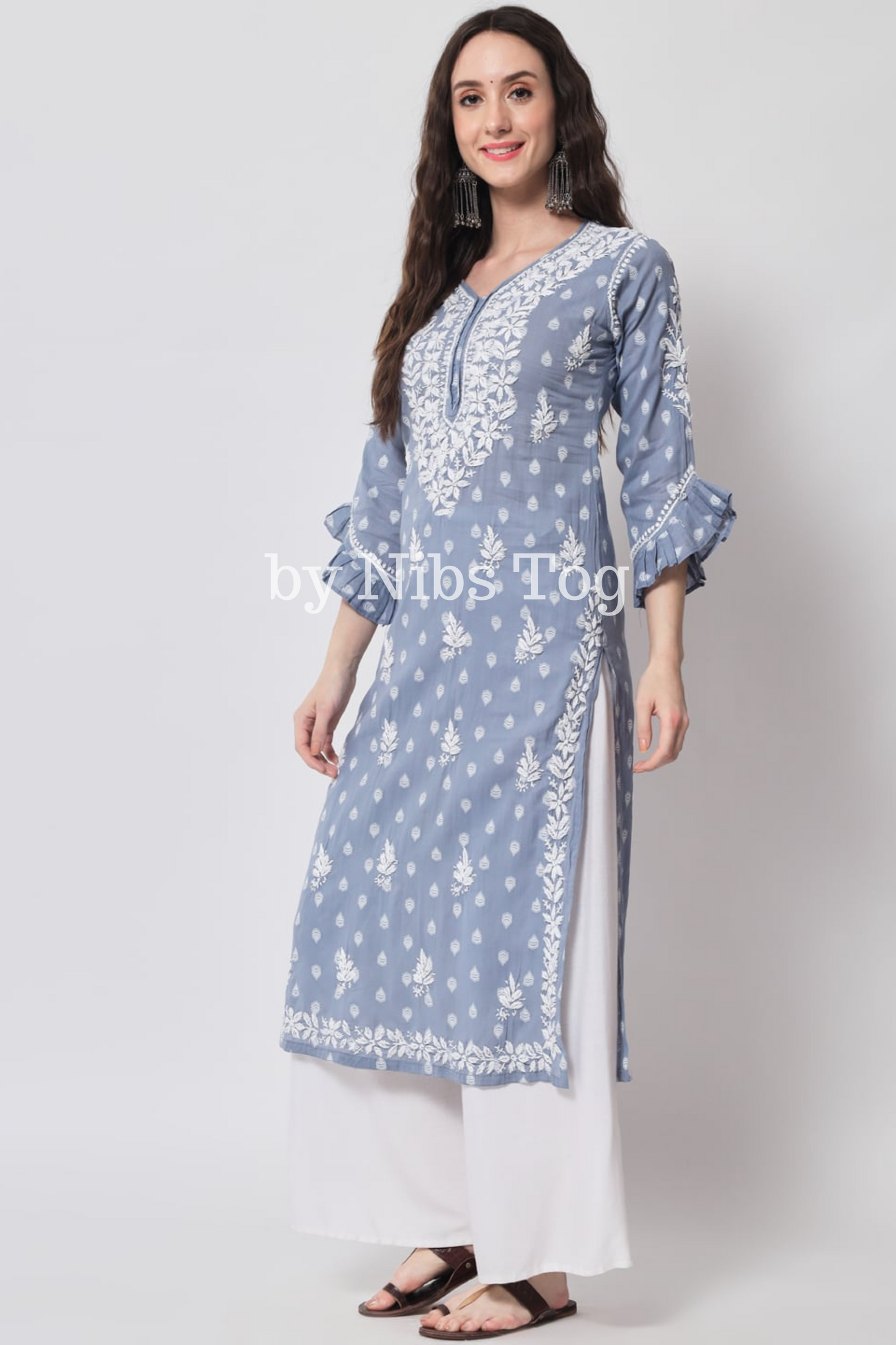Cotton Chikankari Kurta with Designer Sleeves