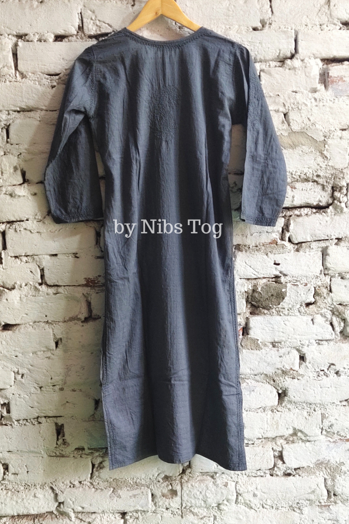 Bold Grey Rozana Chikankari kurta Dobby Cotton