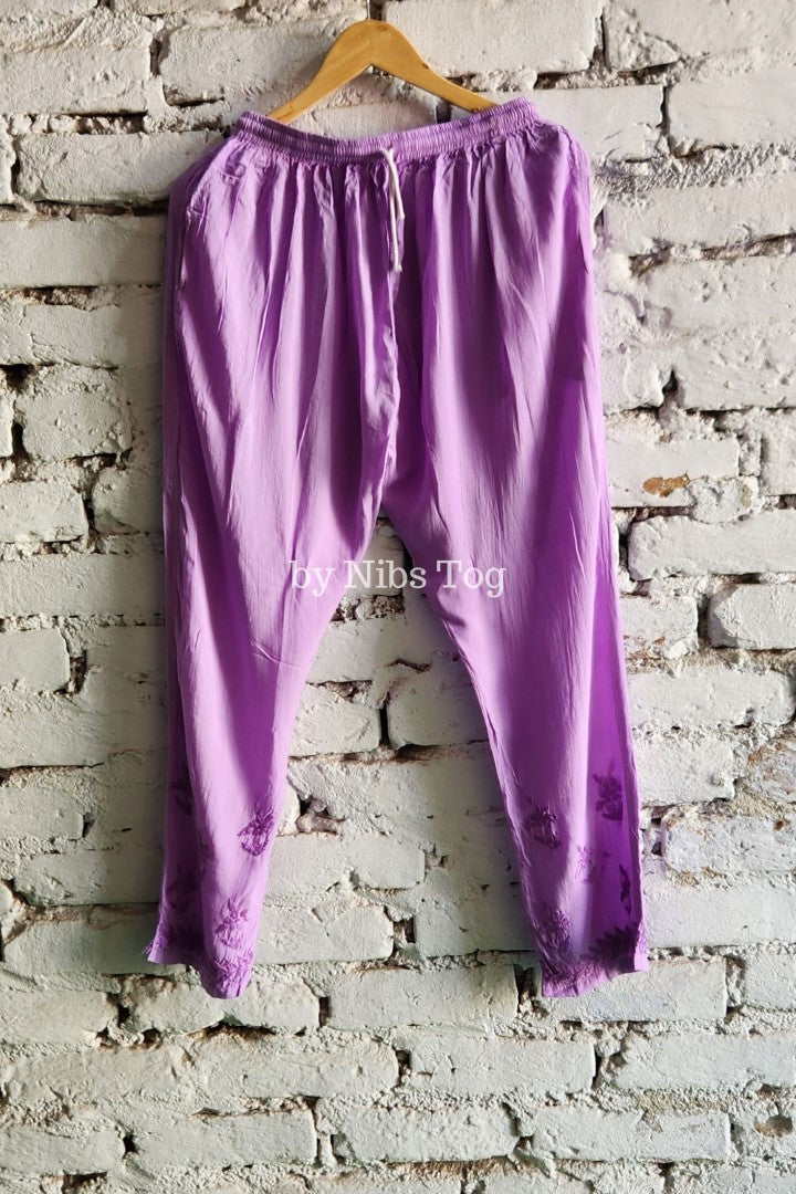 Mauve Modal Cotton Chikankari Kurta Palazzo Set