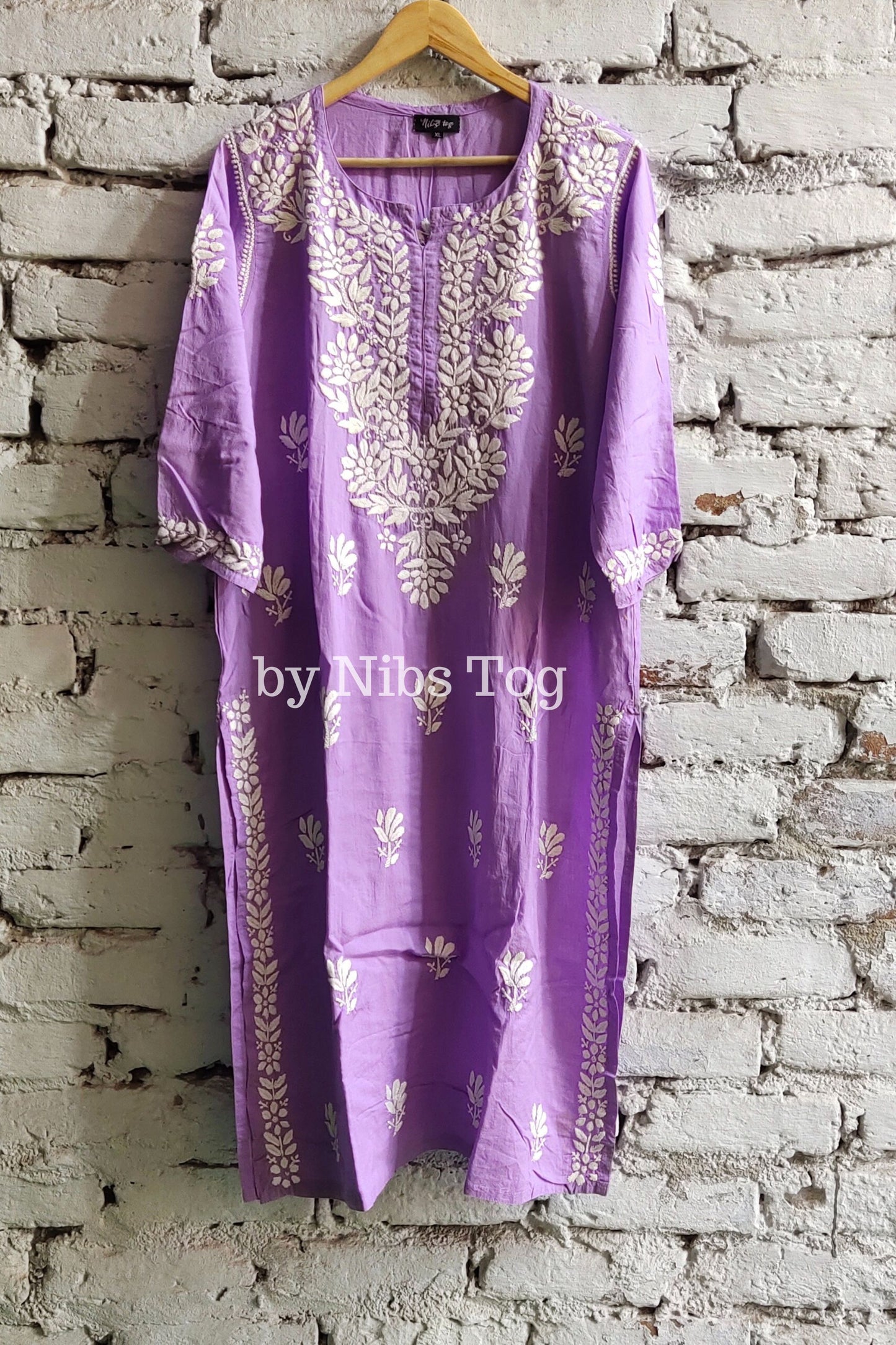Modal Cotton Chikankari Kurta Lilac