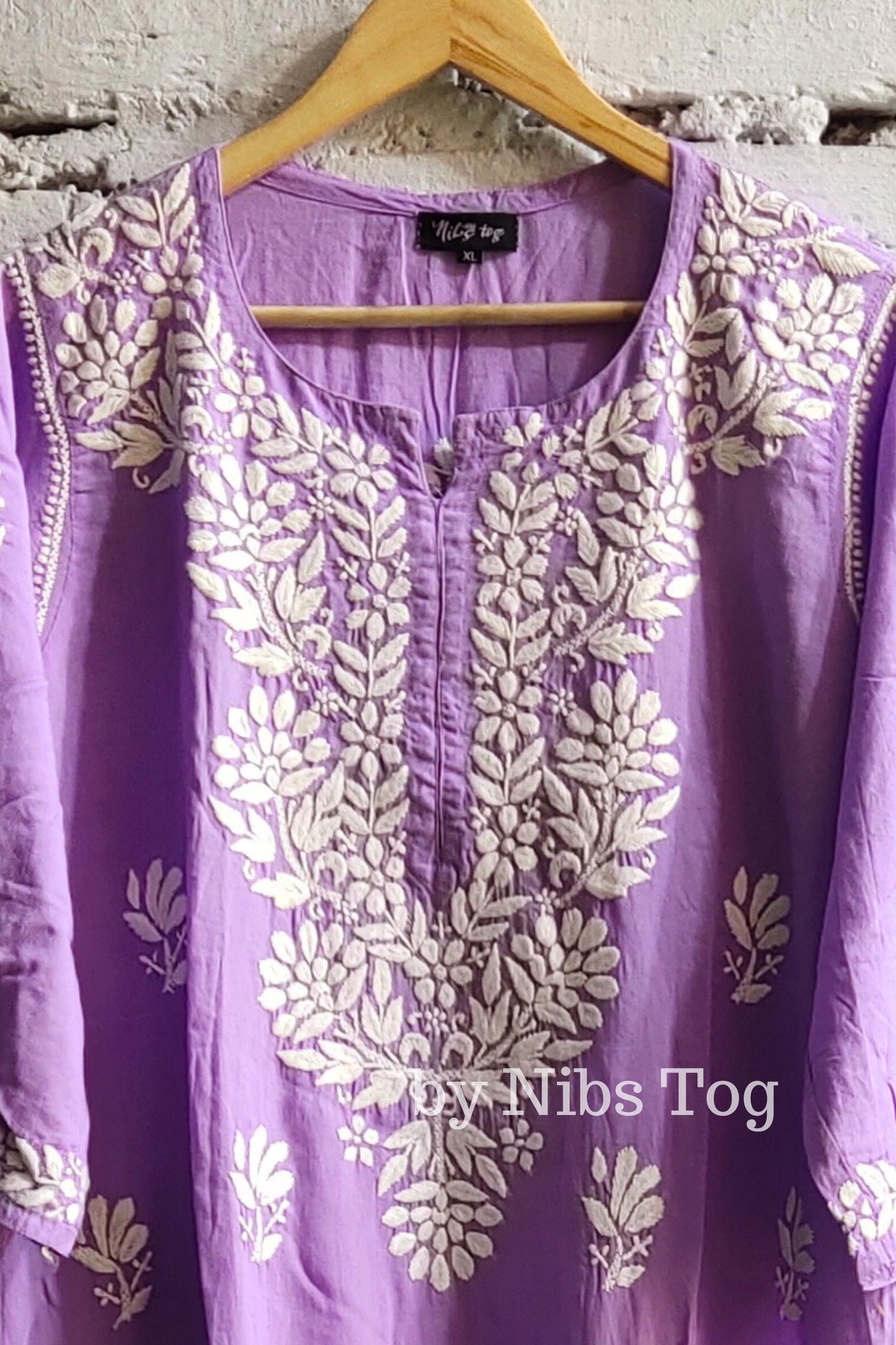 Modal Cotton Chikankari Kurta Lilac