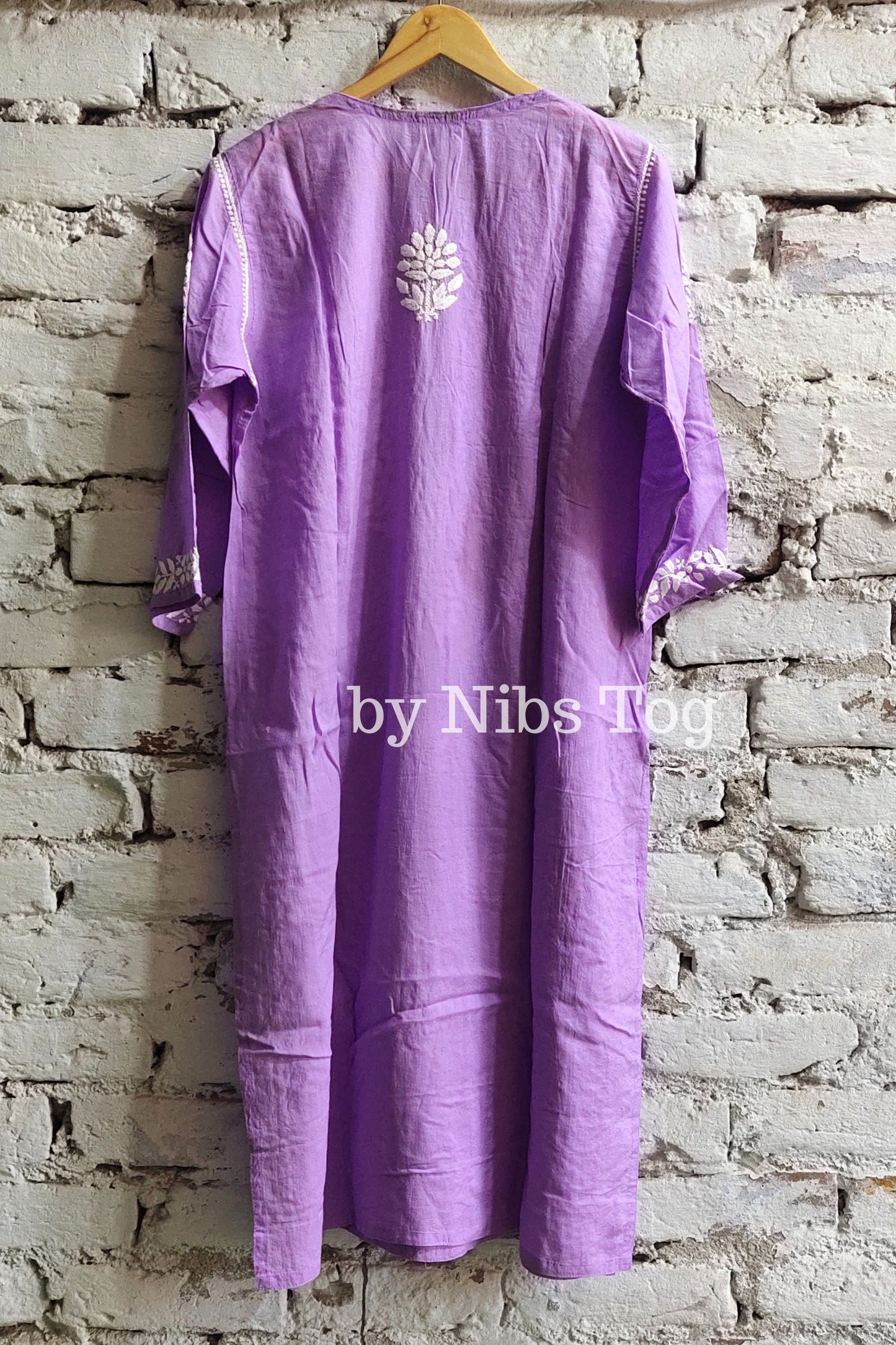 Modal Cotton Chikankari Kurta Lilac