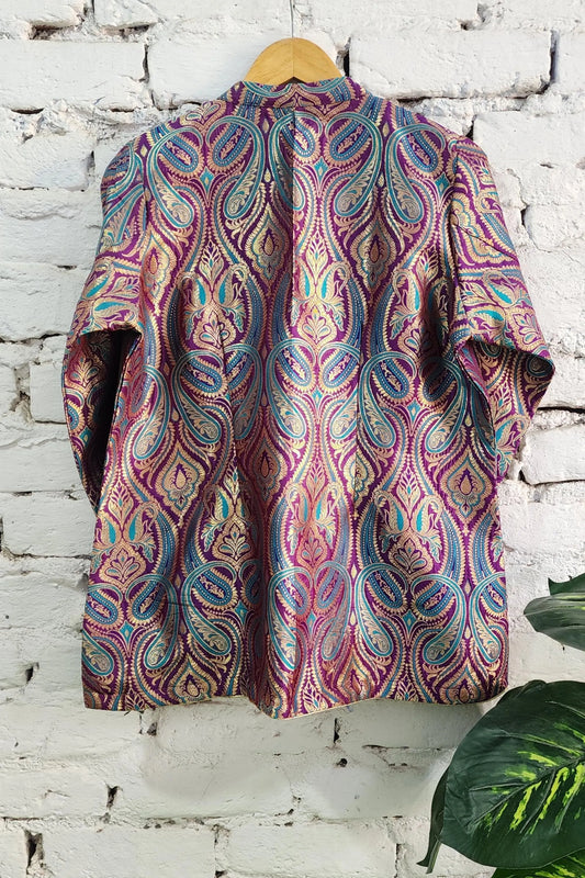 Multicolor Purple Banarasi Brocade Blazer