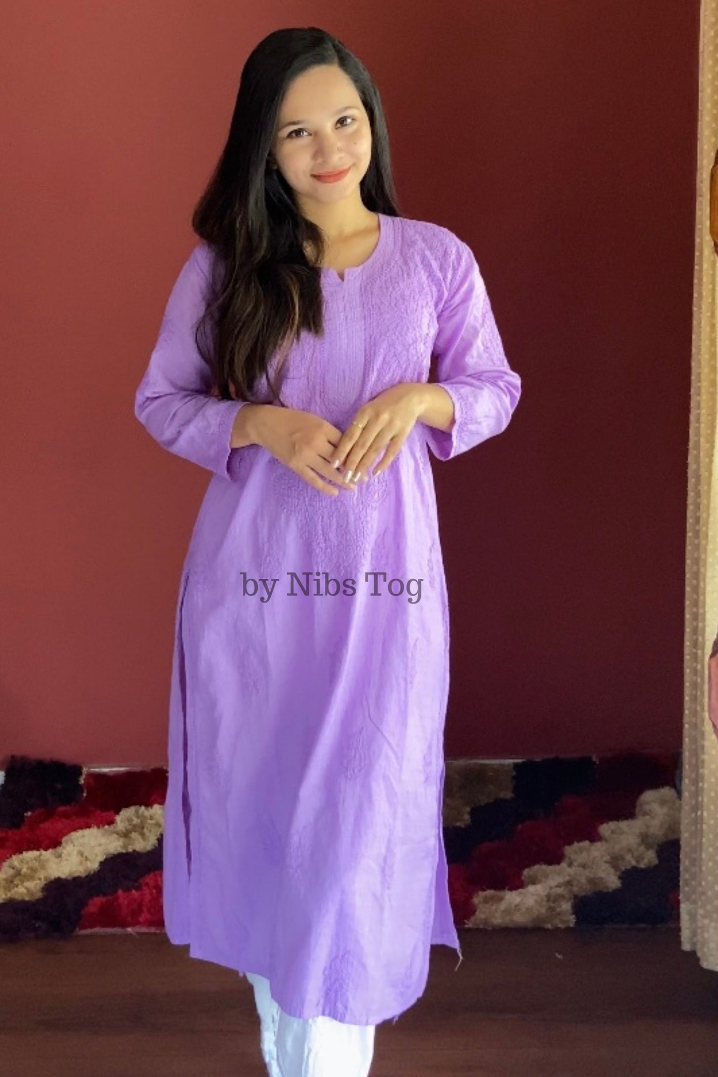Kashmeera Mulmul Chikankari Kurta with Tulip Pant