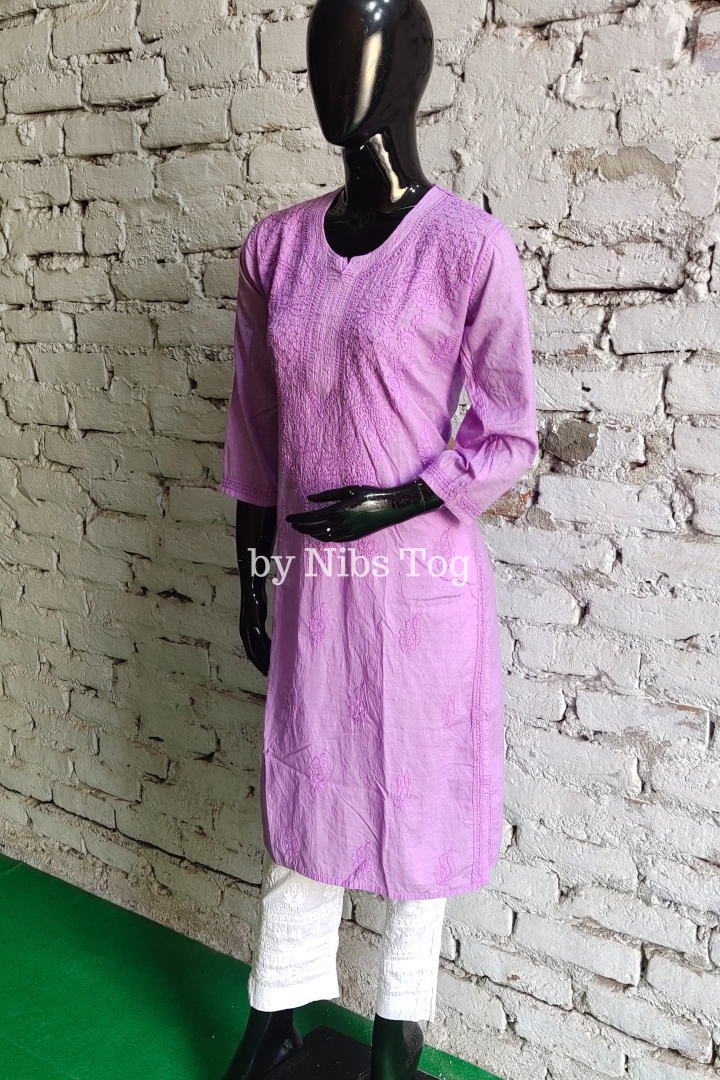 Mystique Mauve Rozana Chikankari kurta Dobby Cotton