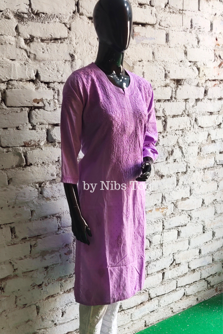 Mystique Mauve Rozana Chikankari kurta Dobby Cotton