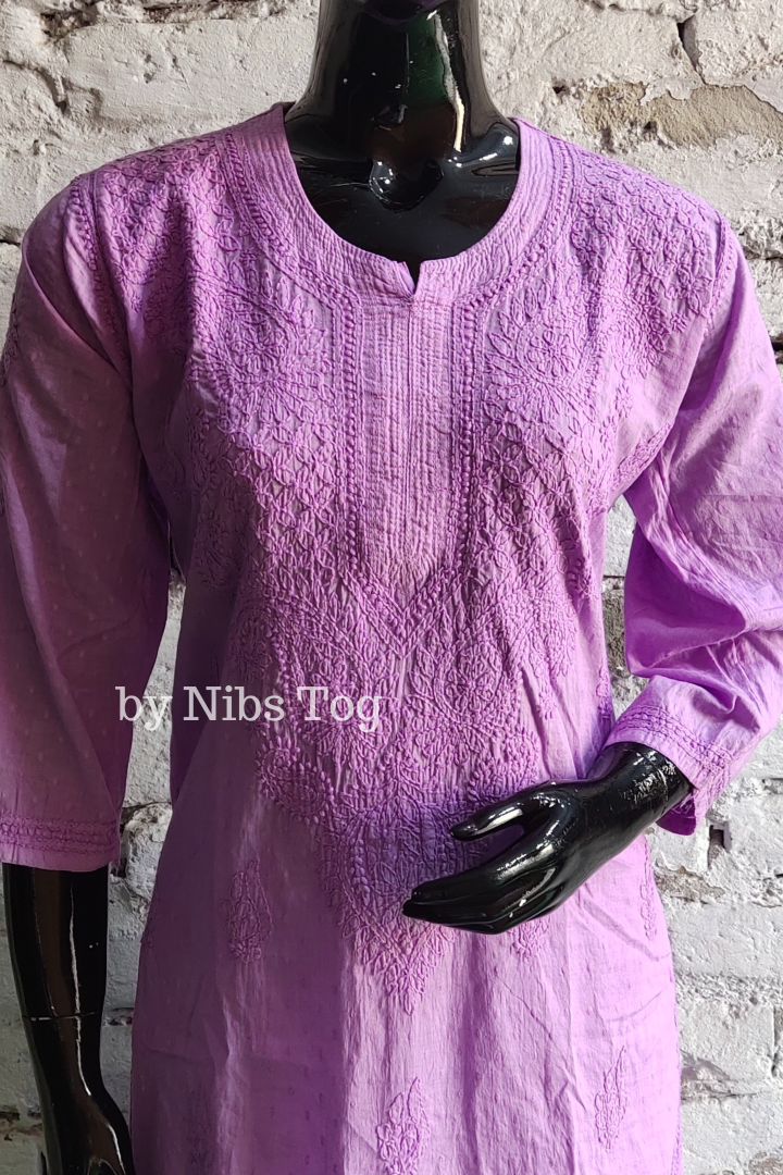 Mystique Mauve Rozana Chikankari kurta Dobby Cotton